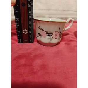 Tiny 2x2 Teacups Arpo Made In Romania 24K Gold Embellishment Cherry Blossom Desi